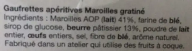 GAUFRETTES MAROILLES COMTESSE DE FLANDRE ingredients label