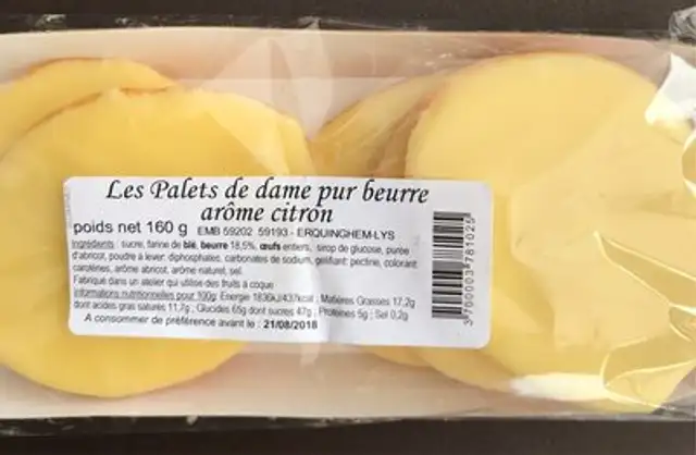 Palets de dame pur beurre arôme citron