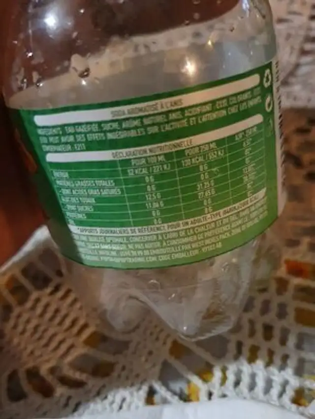 Yékri anis vert nutrition facts table