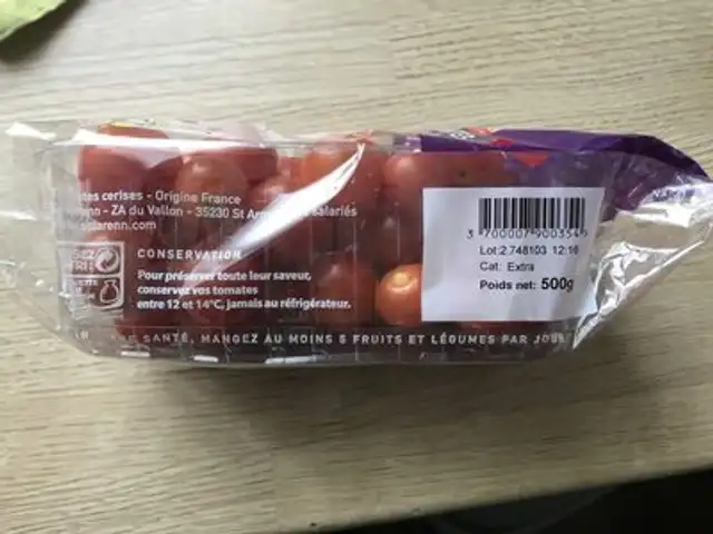 Tomate cerise ingredients label