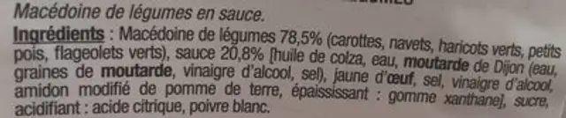 Macédoine aux 5 légumes ingredients label