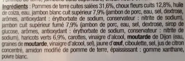 Salade Bretonne ingredients label