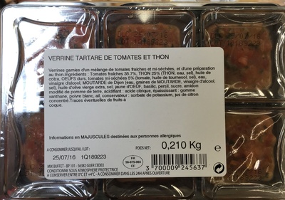 Verrine tartare de tomates et thon front packaging