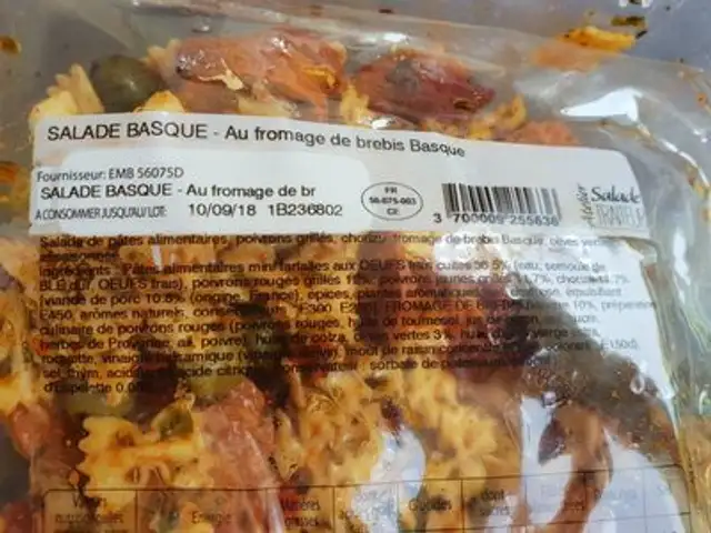 Salade basque ingredients label