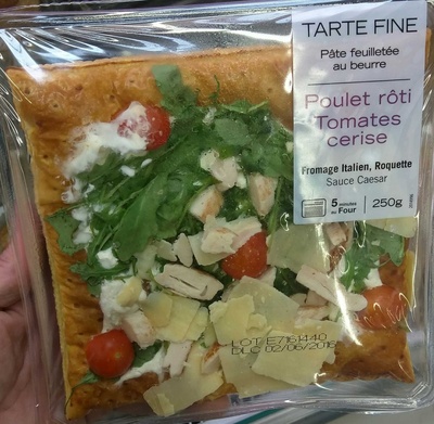 Tarte Fine Poulet rôti Tomates Cerise