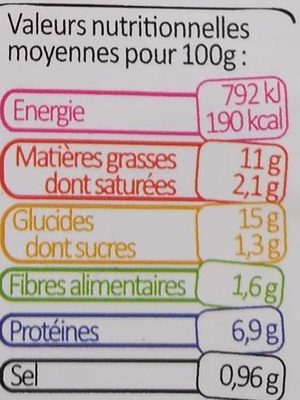 Les Salades bio Poulet Pesto nutrition facts table