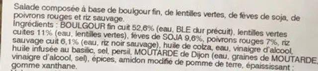Boulgournlentilles et feves de soja ingredients label
