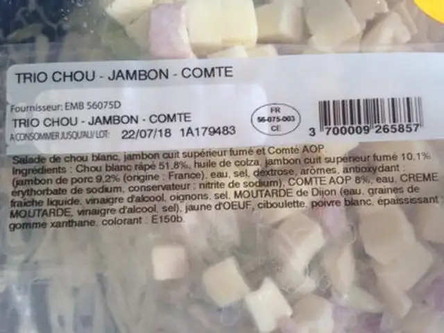 Trio chou - jambon - comte ingredients label