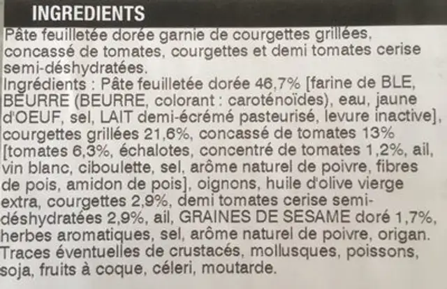 2 paniers [végétali] ingredients label