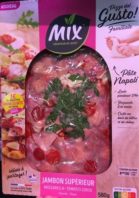 Pizza del Gusto! Jambon supérieur, Mozzarella, Tomates cerises