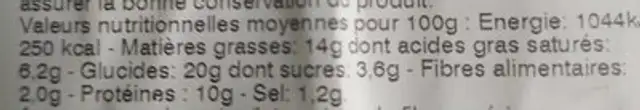 Le club nutrition facts table