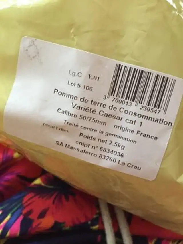 Idéal Frites ingredients label