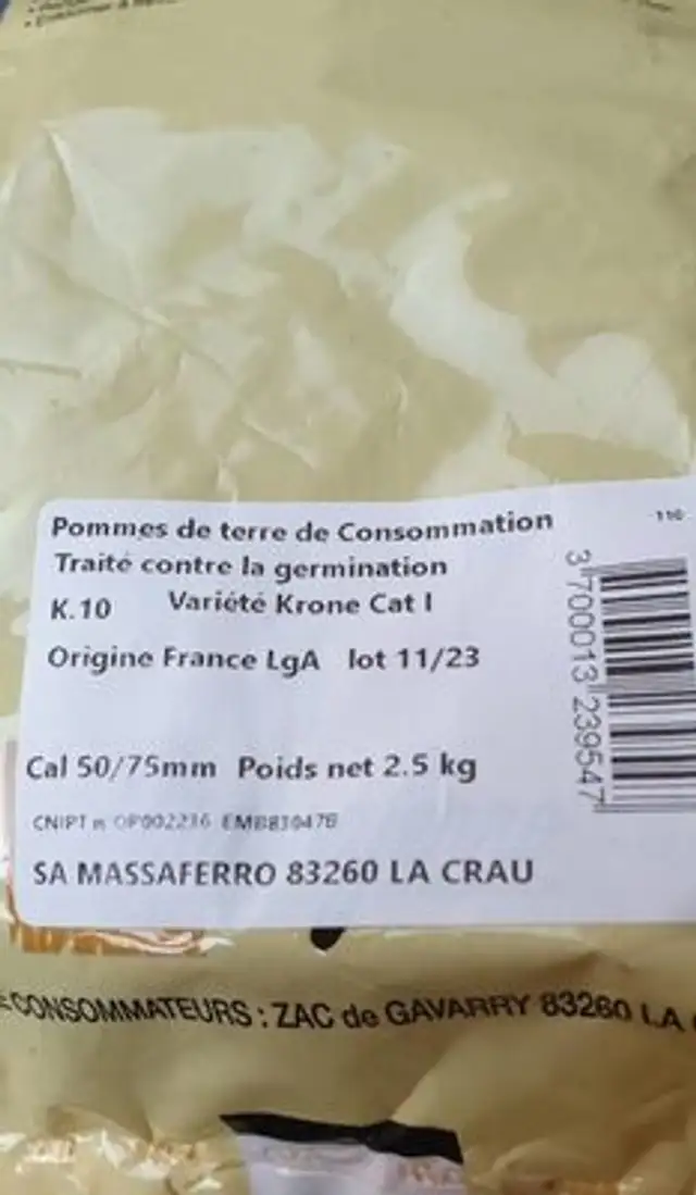 Idéal Frites nutrition facts table