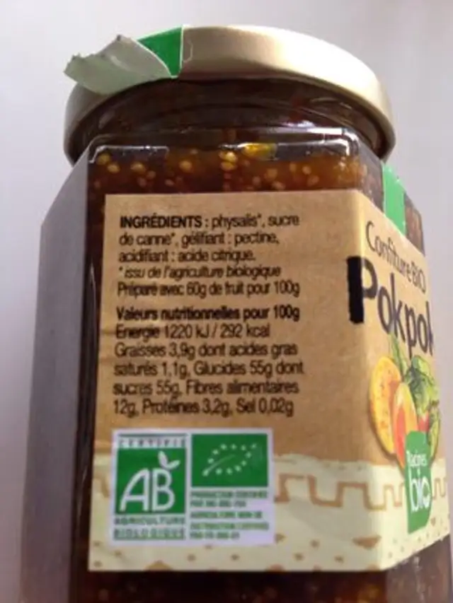 Confiture bio PokPok ingredients label