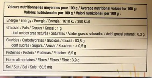 Fonio precuit 500gr racines nutrition facts table