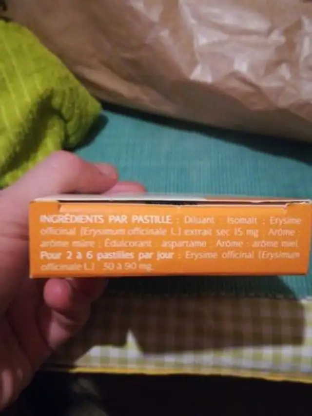 Voxyltabs ingredients label