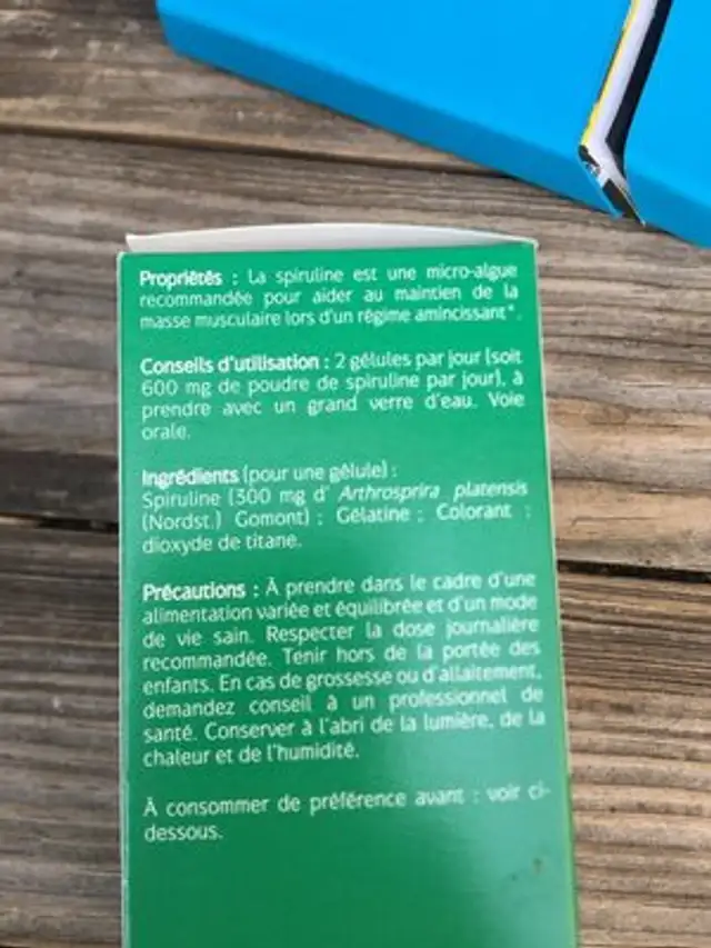 Spiruline ingredients label