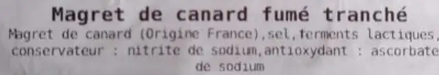 Magret de Canard ingredients label