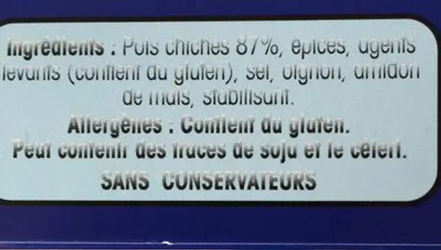 Falafels Boulettes aux pois chiches ingredients label