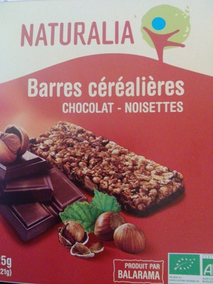 Barres céréalières chocolat noisettes