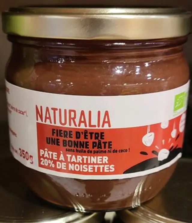 Pâte à tartiner 20% de noisettes front packaging
