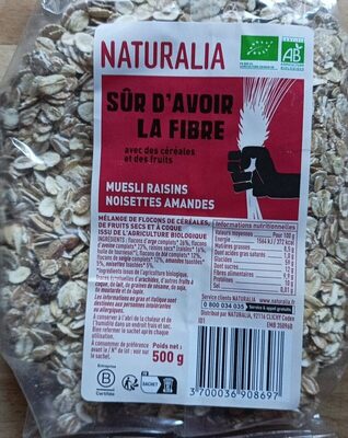 Muesli raisins noisettes amandes