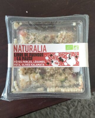 Pâtes perle légumes feta olives front packaging