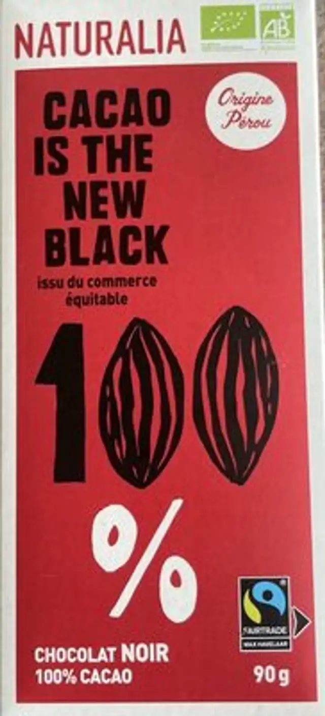 Chocolat noir 100% front packaging