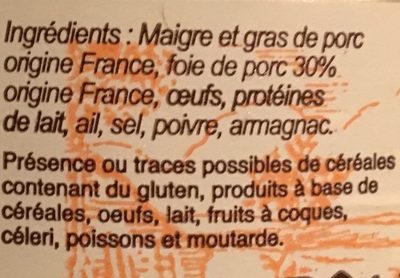 Pâté de campagne ingredients label