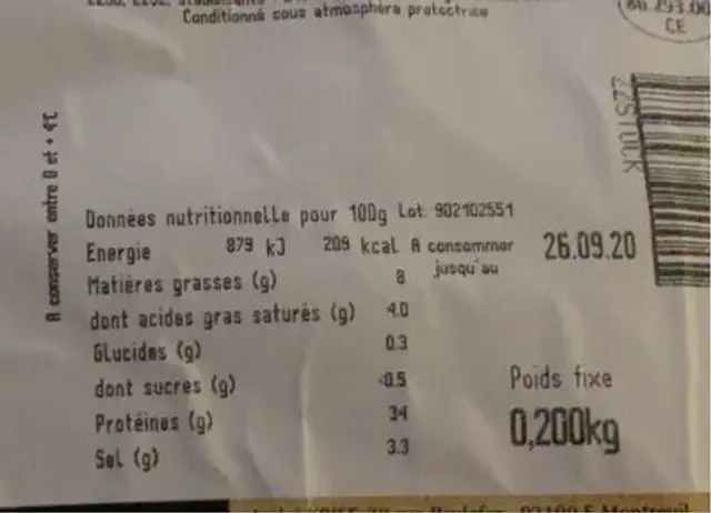 Bresaola nutrition facts table