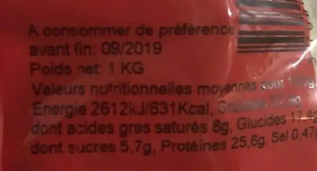 Arachides blanchies salées ingredients label