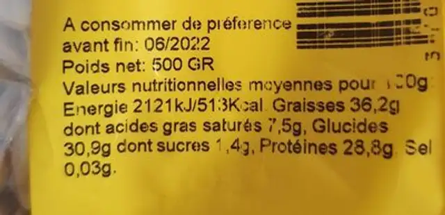 Graines de courges grillées sans sel nutrition facts table