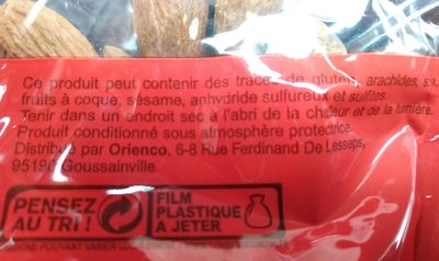 Amandes Carmel Crues ingredients label