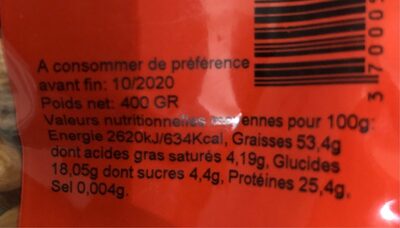 Amandes nutrition facts table