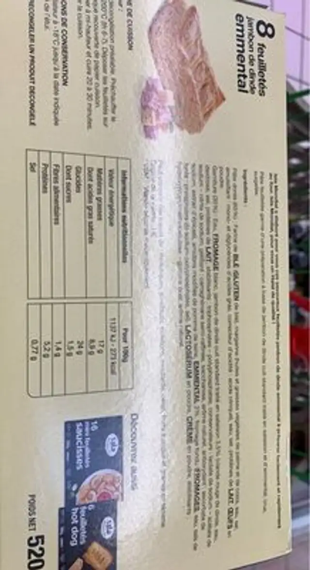 Unknown nutrition facts table