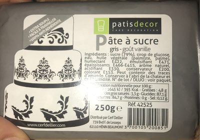 Pate a sucre front packaging