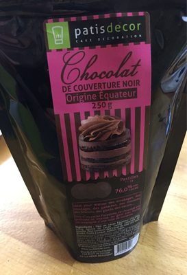 Chocolat de couverture noir Origine Equateur front packaging