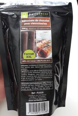 Bâtonnets de chocolat pour viennoiseries