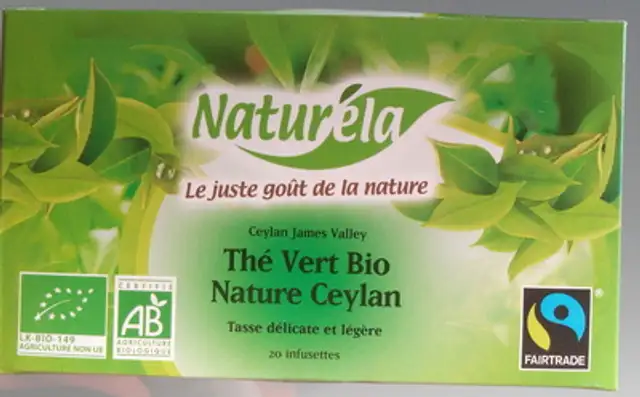Thé vert bio nature Ceylan front packaging