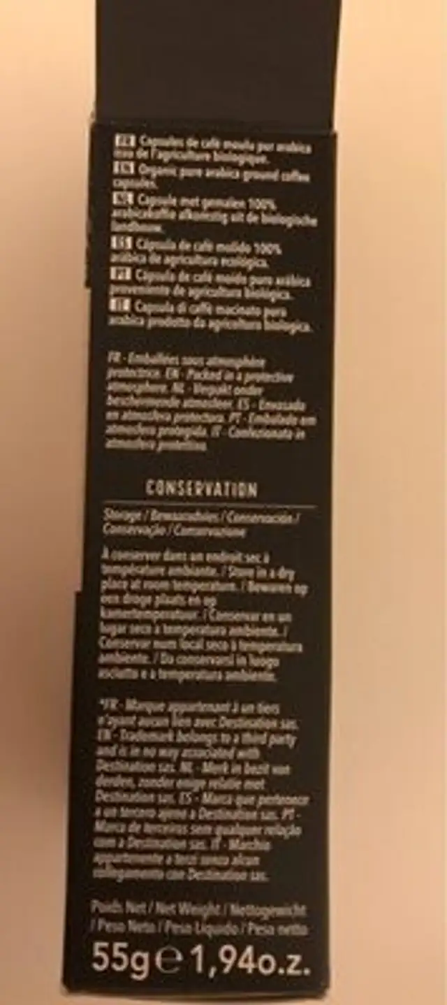 Selection pure arabica nutrition facts table