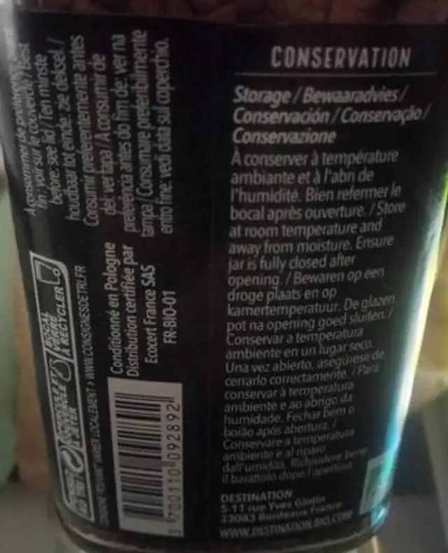 Breakfast Petit Déj' Bio nutrition facts table