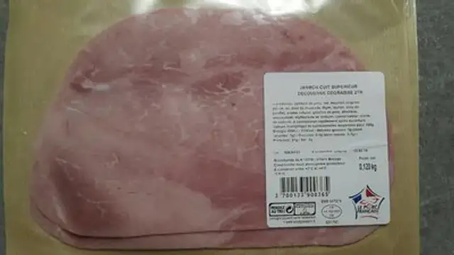 Jambon cuit supérieur découenné dégraisse front packaging
