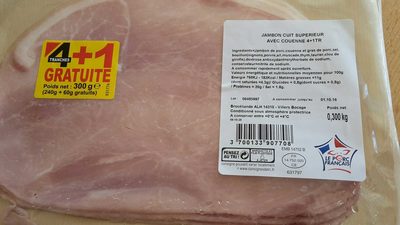 Jambon cuit supérieur avec couenne front packaging