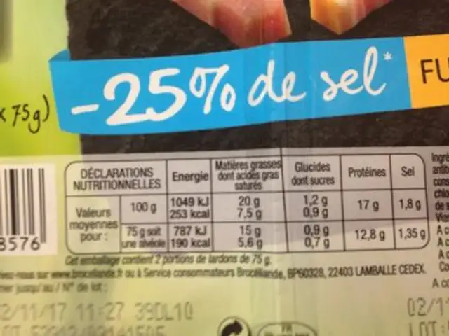 Lardons Bien Élevé fumés taux de sel réduit nutrition facts table