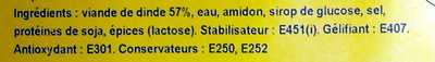Délice de dinde ingredients label