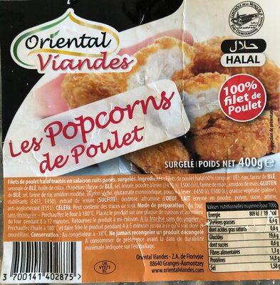 Les popcorns de poulet front packaging
