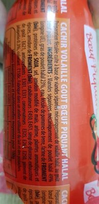 Cachir goût bœuf piquant nutrition facts table