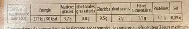 Spaghetti à la bolognaise Halal nutrition facts table