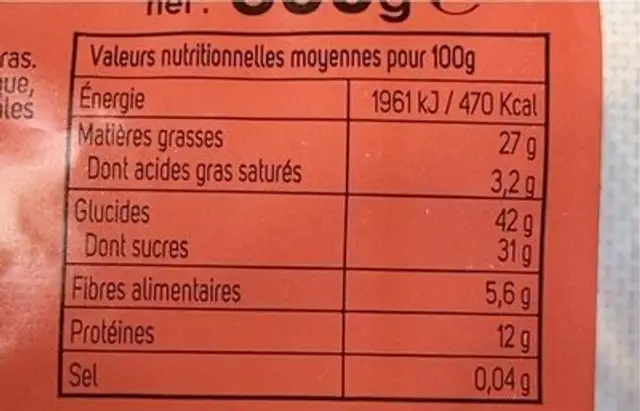 Mélange tonus nutrition facts table