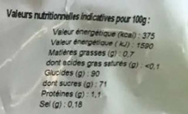 Entremet Café à Chaud nutrition facts table